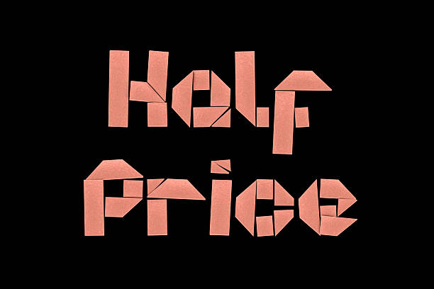 istock Half Price Paper Text on Black Background 2223369247