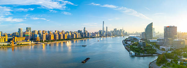 istock Panoramic Aerial view of Shanghai skyline in downtown at sunset. 2223372105