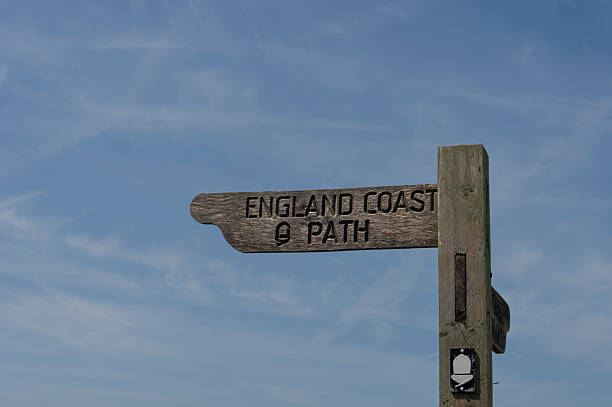 England coast path wooden signpost