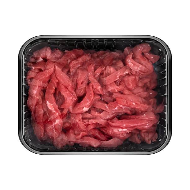 istock Fresh sliced beef in black tray. 2223377840