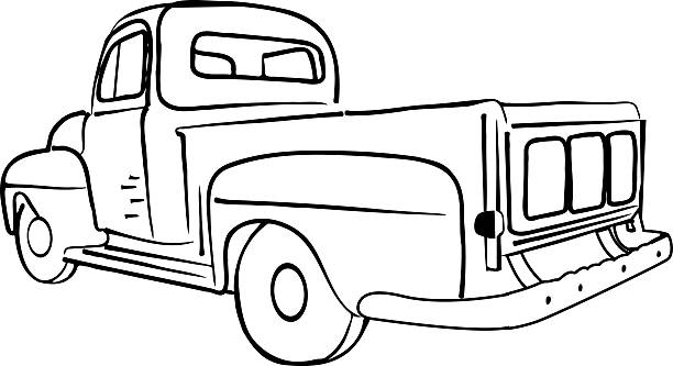 istock Hand Drawn Vintage Pickup Truck Line Art 2223380772