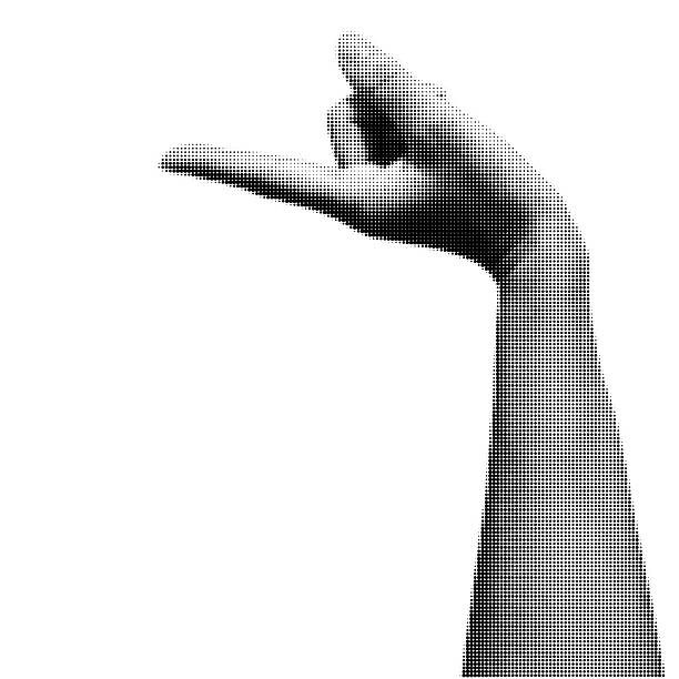 istock Human hand in dotted pop art style pointing to the left. 2223381116