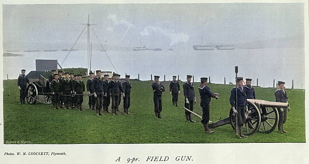 istock Military history, British royal navy sailors training 9-pr field gun, cannon, Victorian, 1890s, Vintage photograph 19th Century 2223394102