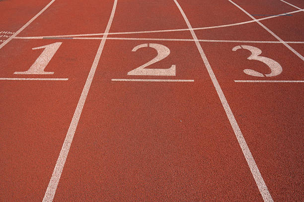 istock Sports field track, numbers 2223399552