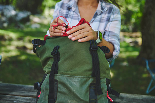 istock Woman Adjusting Outdoor Backpack During a Nature Hike 2223414461