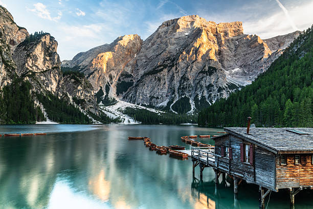 istock Summer at Lago di Braies or Pragser Wildsee at sunset. 2223415215