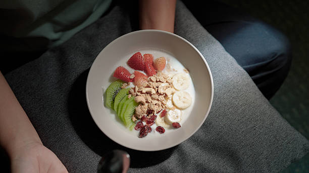 Healthy food , yogurt with fruit