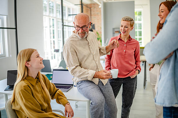 istock Collaborative team meeting in a modern Scandinavian office with professionals sharing ideas and innovations 2223422804