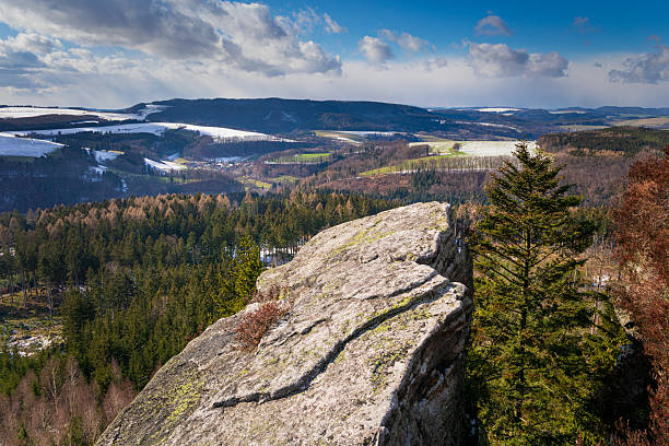istock Scenic View from High Rocky Cliff Overlooking Forested Valley 2223423954