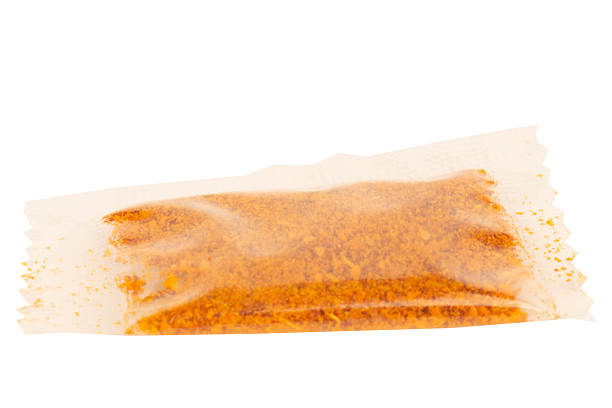 Instant noodle seasoning clean on white background.