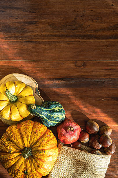 Autumn vertical still life with pumpkins