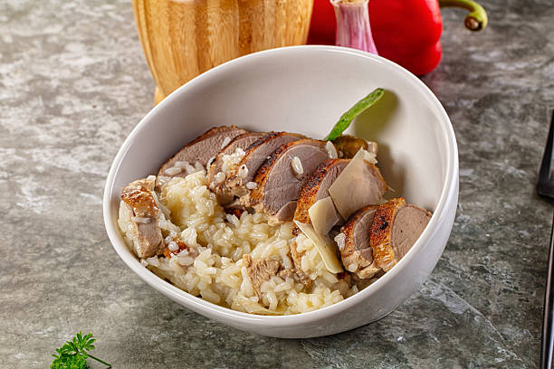 Risotto woth fried duck breast fillet