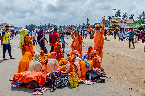 july 15th 2024 puri odisha india : devotees gathering during return chariot festival of lord jagannath at puri odisha india.
