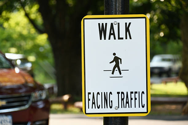 istock Walk Facing Traffic road sign 2223451625
