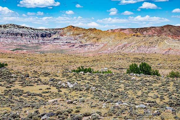 landscape showing mountains with pink rock