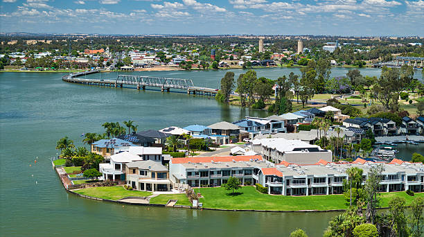 istock Modern holiday luxury accommodation with the bridge beyond 2223466386