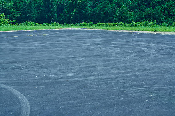 A concrete curb on a motorsports racetrack.