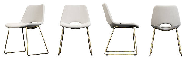 istock Trendy minimal chairs interior decor perspective on white backgrounds 3d rendering 2223480582