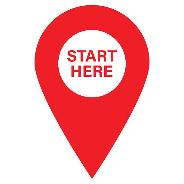 stockillustraties, clipart, cartoons en iconen met start here location pin icon . start here map pointer icon vector - begin