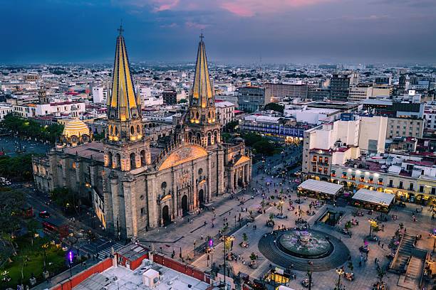 istock Guadalajara Cathedral aerial view at dusk. 2223487025