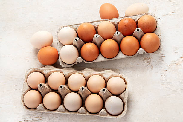 istock Diggerent kind of fresh eggs in containers. 2223492724
