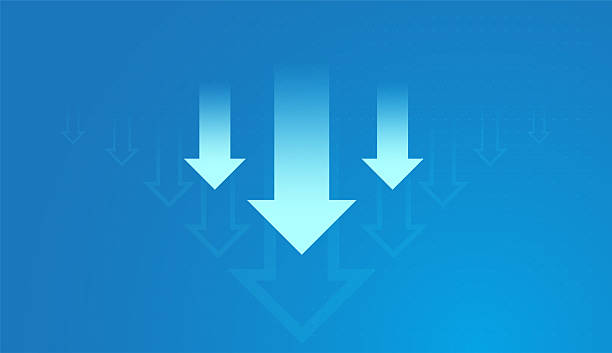 istock Falling down arrows for down trend on light blue background showing the business, finance, and stock market concepts vector illustration 2223494493