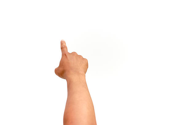 A hand pointing up, isolated on white, representing direction, choice or aspiration, clean and minimal