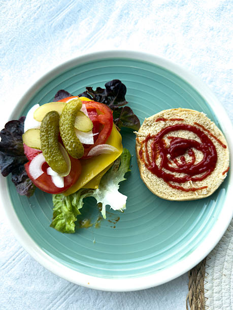 Vegan Sandwich with Fresh Vegetables and Ketchup