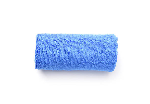 istock Clean blue microfiber cloth isolated on white, top view 2223505330