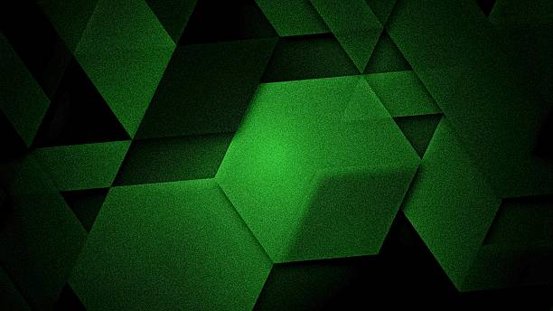 istock Abstract geometric background with vibrant green hexagons and triangles, dynamic dark textured design 2223507439