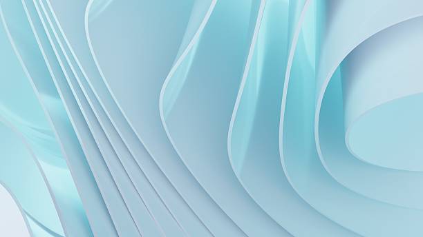 istock Abstract wavy curved 3d render. Turquoise soft layers of plastic with lines, folds, ruffles. Modern wallpaper, texture pattern. 3D Illustration 2223514293