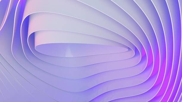 istock Abstract wavy curved 3d render. Violet soft layers of plastic with lines, folds, ruffles. Modern wallpaper, texture pattern. 3D Illustration 2223514295
