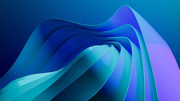 istock Abstract wavy curved 3d render. Blue soft layers of plastic with lines, folds, ruffles. Modern wallpaper, texture pattern. 3D Illustration 2223514321