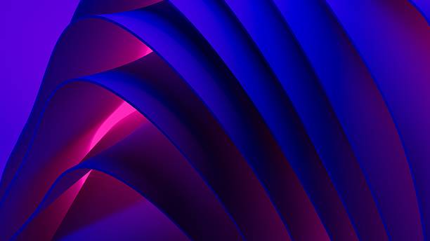 istock Abstract wavy curved 3d render. Blue soft layers of plastic with lines, folds, ruffles. Modern wallpaper, texture pattern. 3D Illustration 2223514323