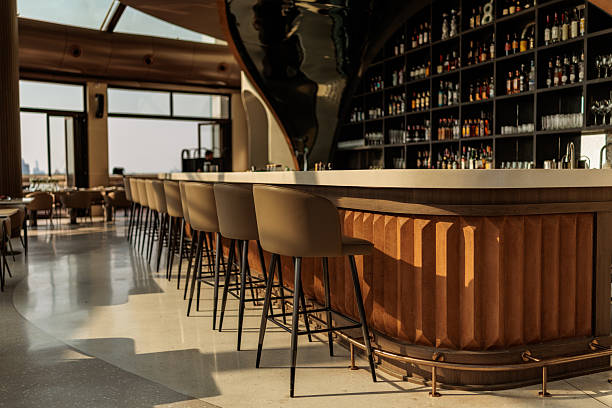 istock Daytime ambience at modern rooftop lounge 2223514959