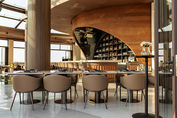 istock Sunlit rooftop bar with modern design 2223515051