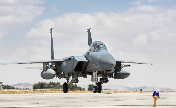istock F-15 Fighter Jet on taxiway 2223521894