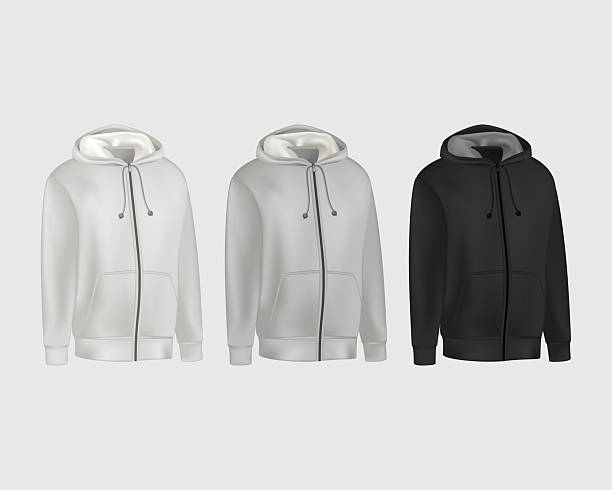 istock Three hooded sweatshirts, white, grey, and black, side by side. Apparel mockup for design, customization. Versatile for fashion, retail, or product visualization. 2223522156