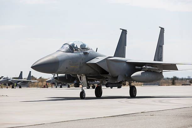 istock F-15 Fighter Jet on taxiway 2223522684