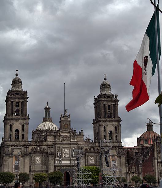 istock Cathedral and Mexican flag 2223522803