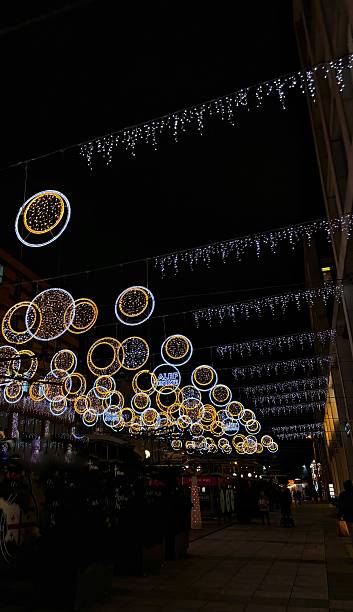 istock Magical Night Street Decor with Glowing Festive Circles and Lights 2223523736