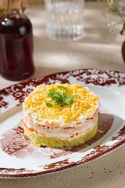 istock Chicken fillet salad with egg and cheese, bright natural light, closeup composition 2223534290