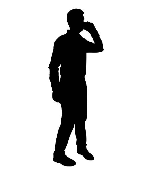 istock Silhouette of talking businessman by mobile phone. Vector illustration. 2223536626