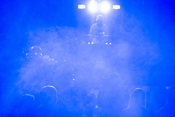 Crowds of people enjoying the music and light show