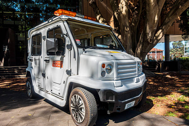 Great Russel Street, London, England, United Kingdom, Europe - November 12th 2025: A lightweight electric vehicle designed for collecting bags from public waste stands in urban spaces.