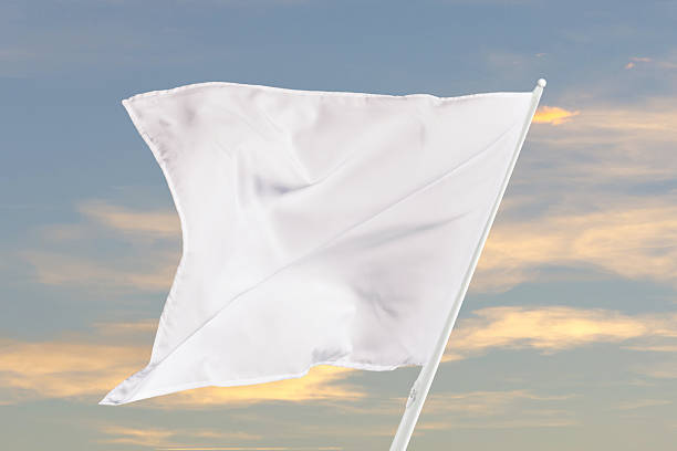 istock Blank white flag fluttering under sunlight, great for communication themes, clean compositions, or neutral graphic and marketing purposes 2223539624