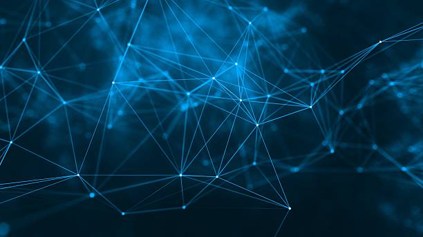 istock Background of abstract blue network connections with glowing dots and lines, representing data flow and technology 2223551632