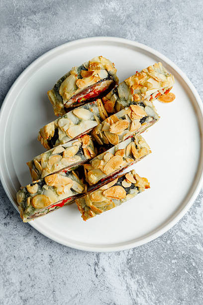 Sushi roll on a plate top view