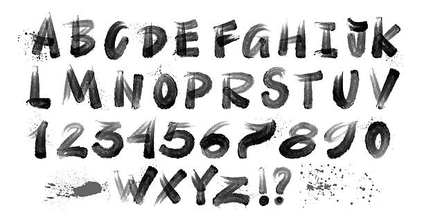 istock Bold strokes with splashes black alphabet with lowercase, uppercase letters. Brush drawn grunge typography for design, posters. Capital letters in rustic style with thick strokes. Grunge graffiti font 2223562269