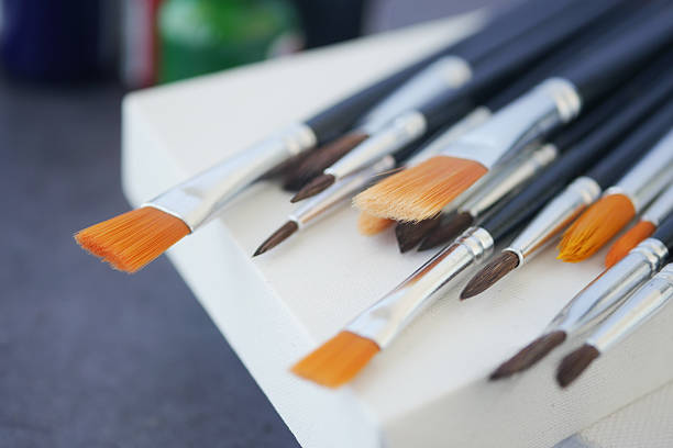 istock Creative tools set up for painting on a blank canvas 2223568760